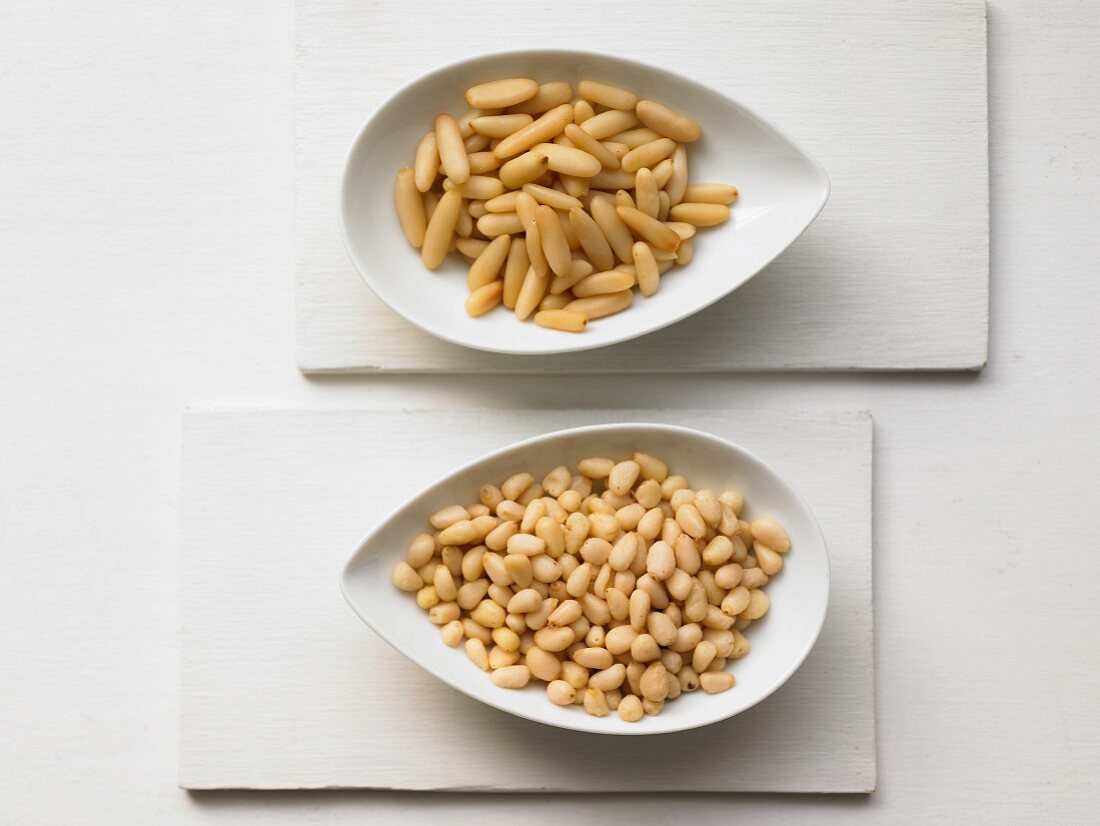 Pine nuts in bowls