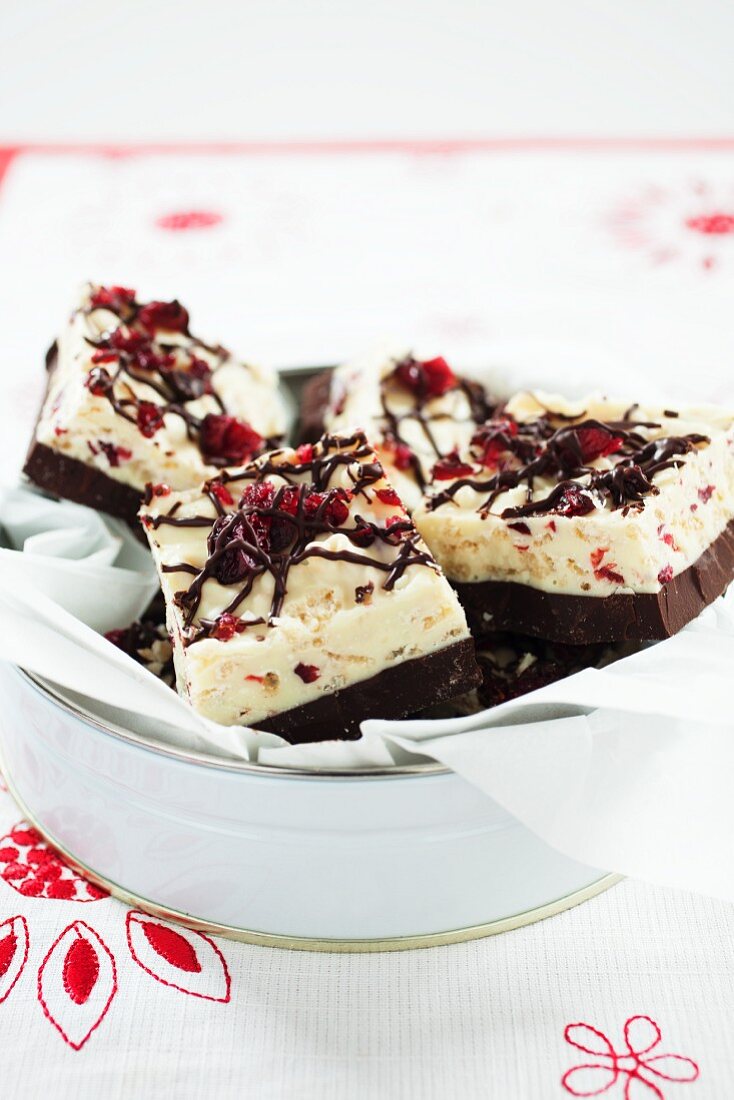 Black and White Holiday Bark in a Gift Tin