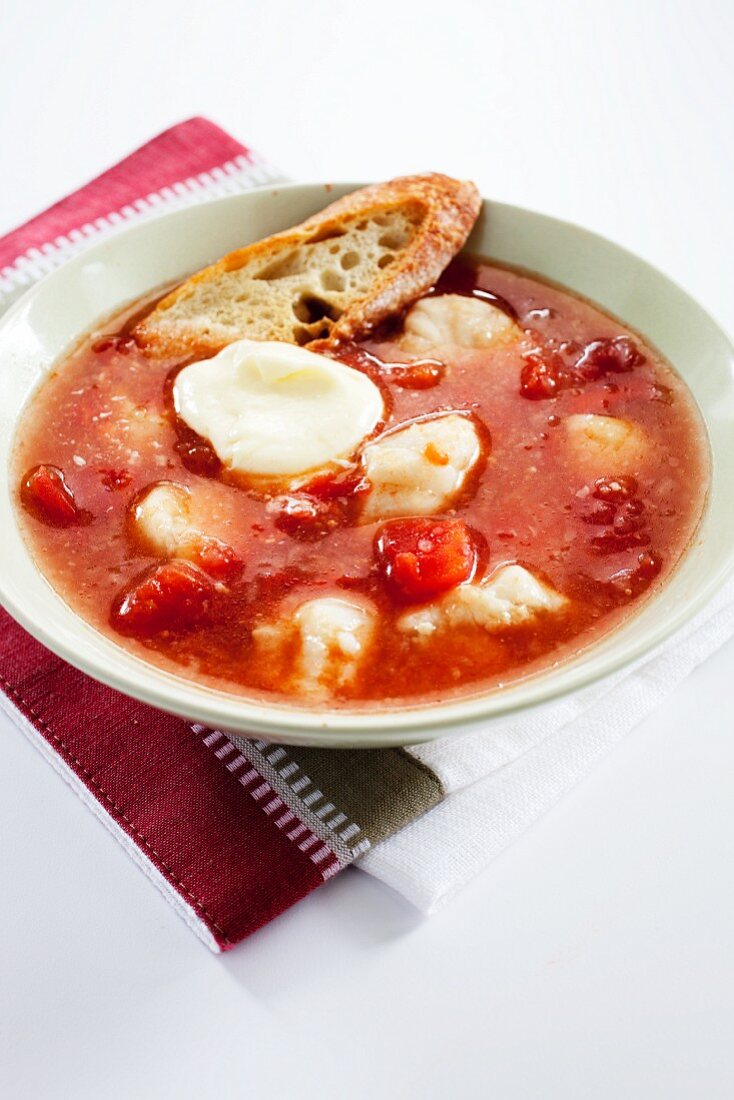 Bowl of Bourride with a Slice of Bread