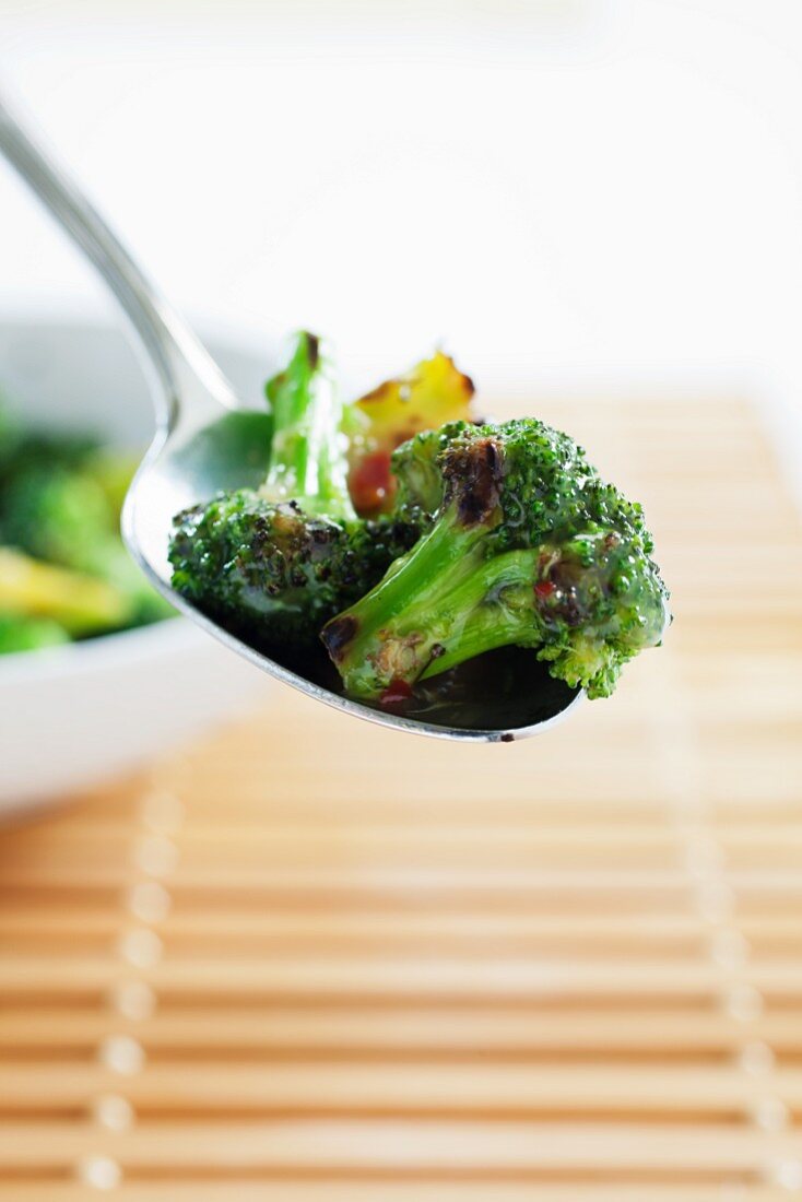 Spoonful of Prepared Broccoli