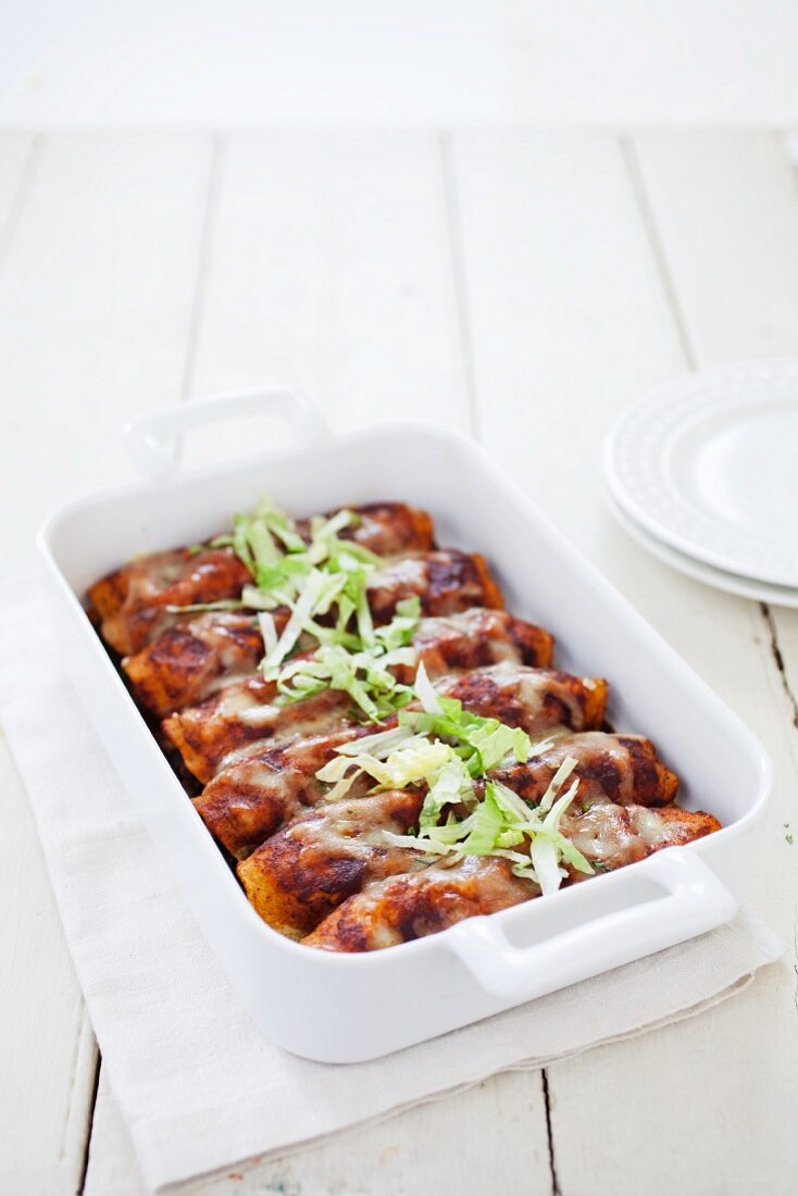 Beef Enchiladas in a Baking Dish