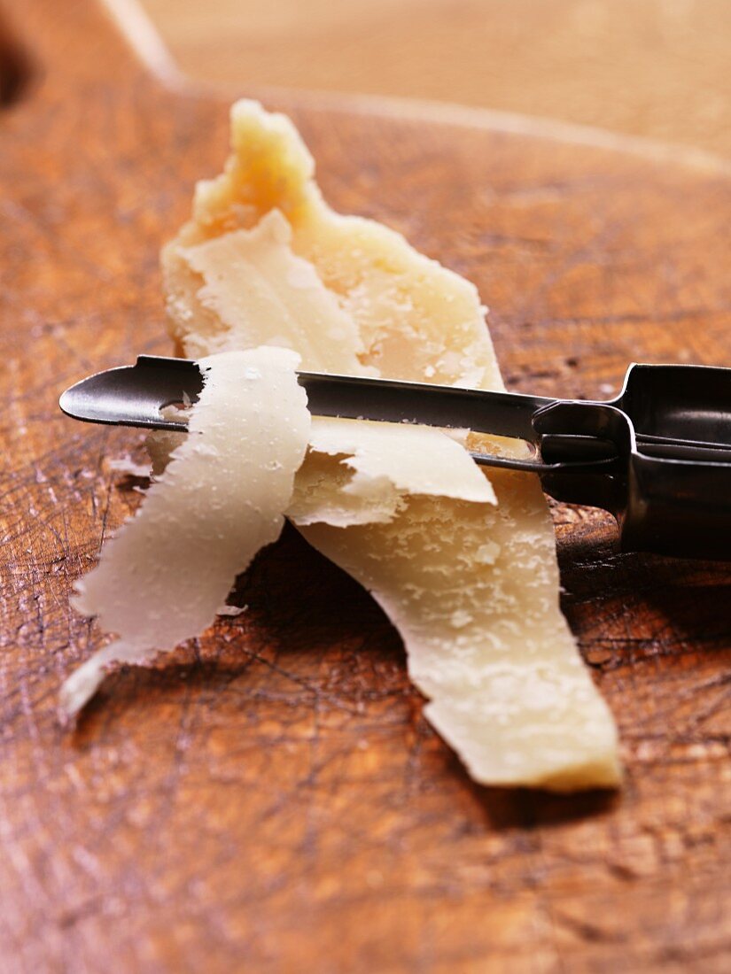 Grated Parmesan with a peeler