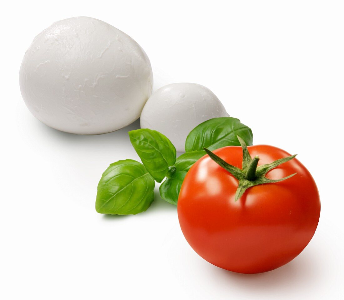 A tomato, basil and mozzarella