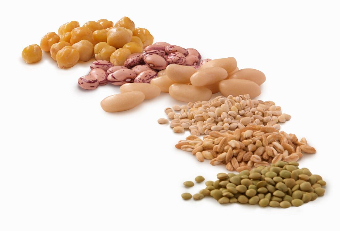 Various legumes and barley