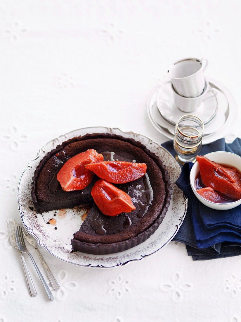 Chocolate and quince tart