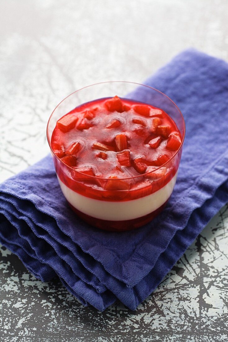 Rhubarb jelly on buttermilk mousse