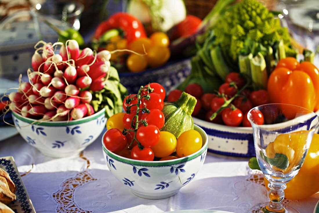 Fresh summer vegetables on a table