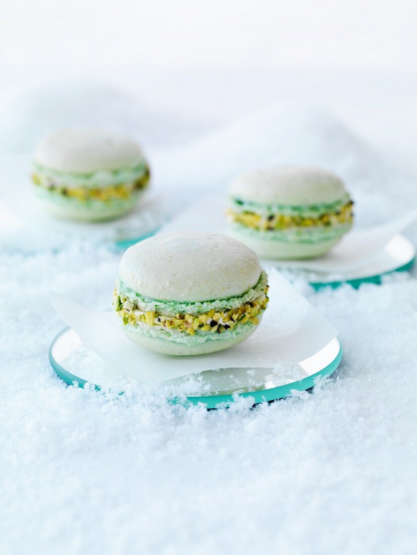 Pistazien-Macarons (weihnachtlich)