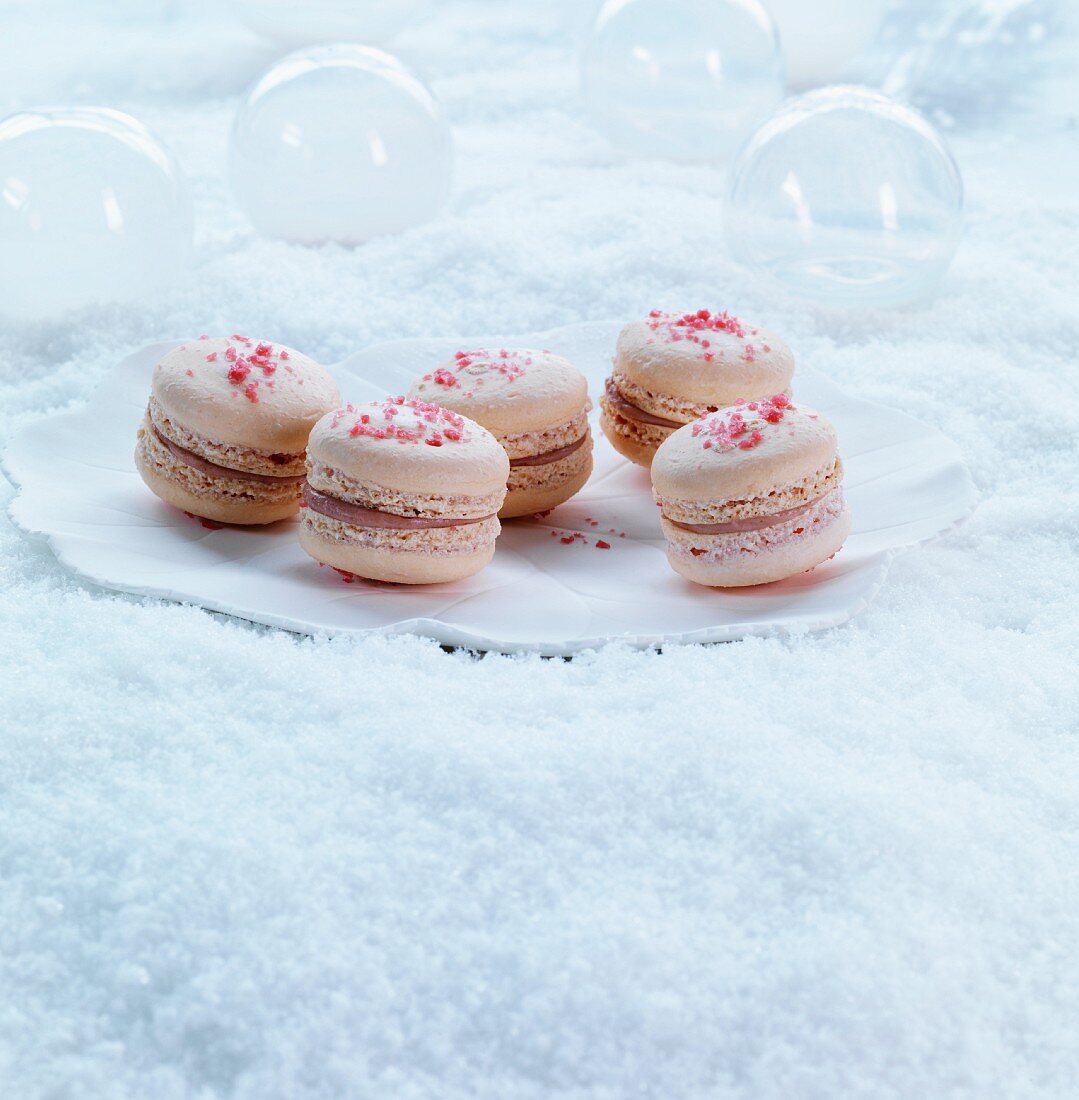Himbeer-Feigen-Macarons (weihnachtlich)
