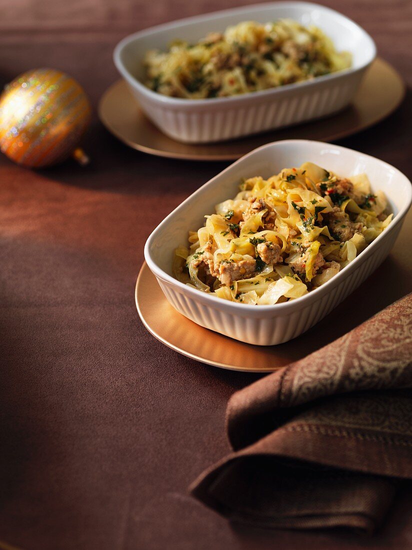 Cabbage with a mustard sauce for Christmas