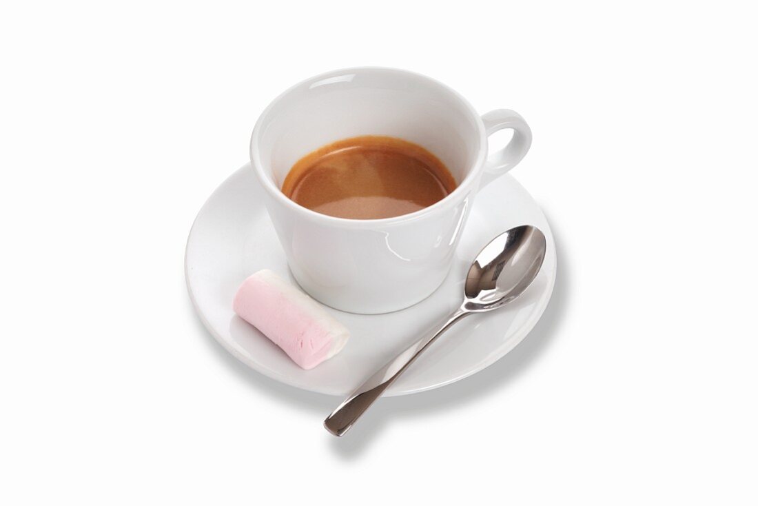A double espresso with a marshmallow