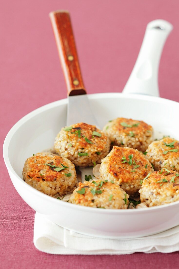 Barley cakes in a pan