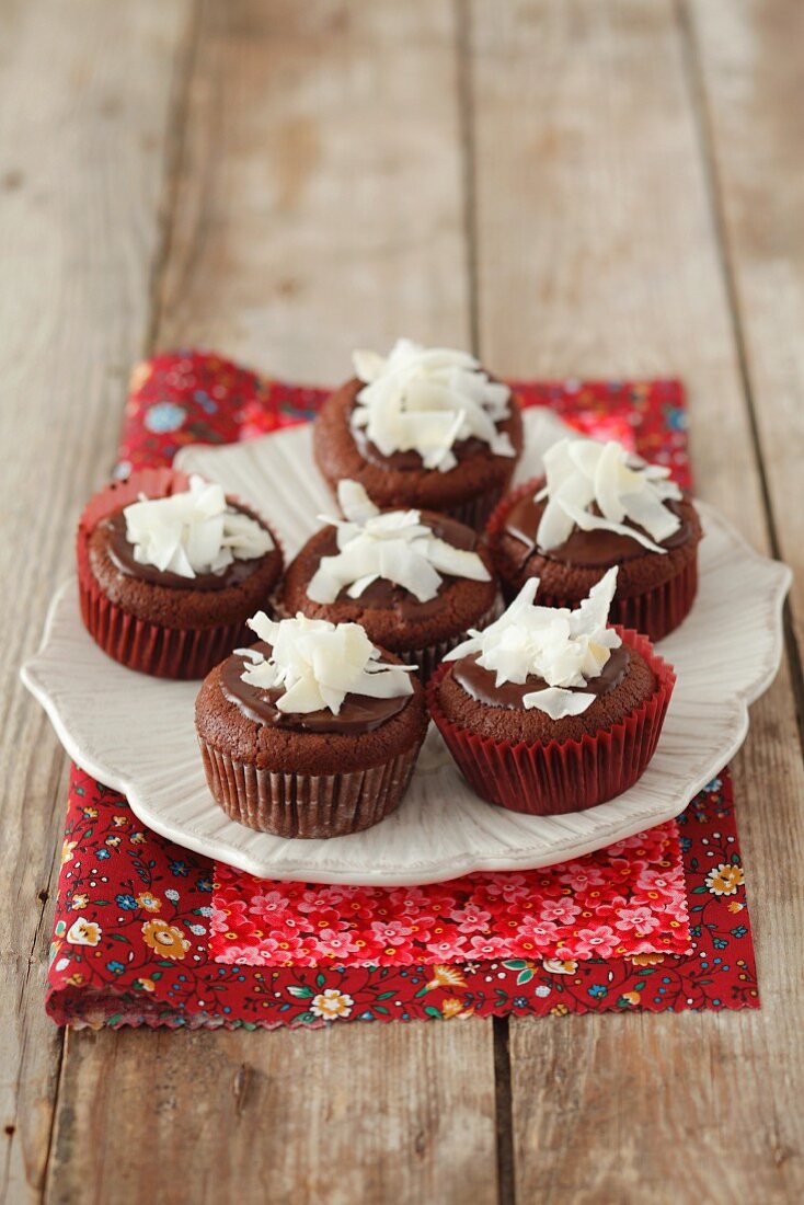 Chocolate muffins with coconut chips