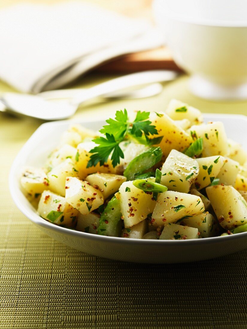 Potatoes with celery and herbs