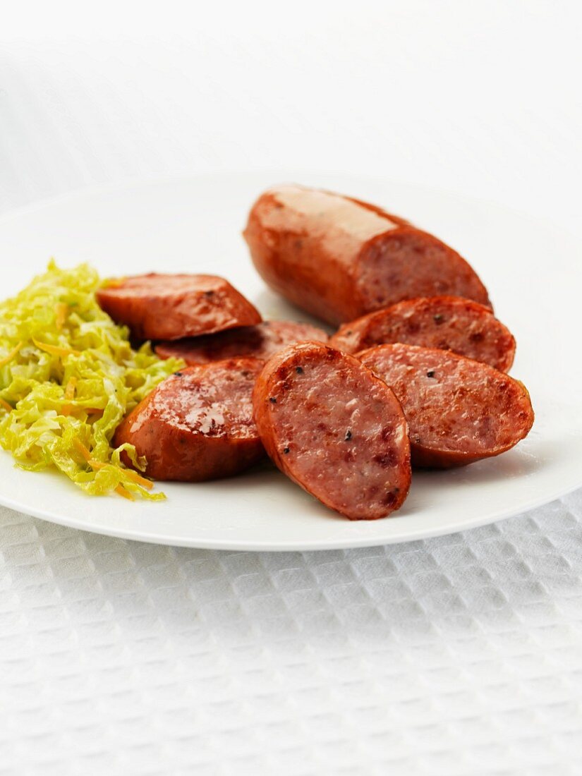 Sausage with a cabbage medley
