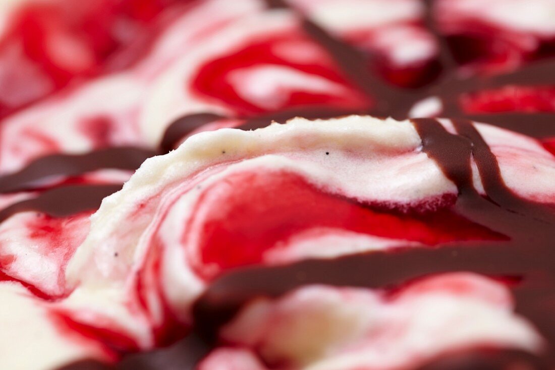 Don Vito ice cream (vanilla ice cream with raspberry and chocolate sauce)