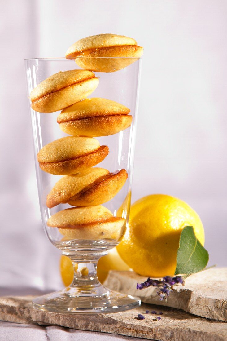 Orange biscuits filled with jam