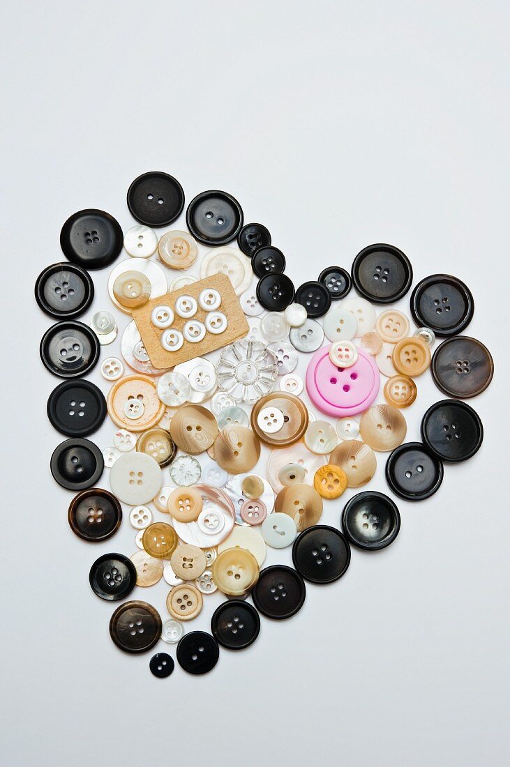 Heart made of an assortment of buttons