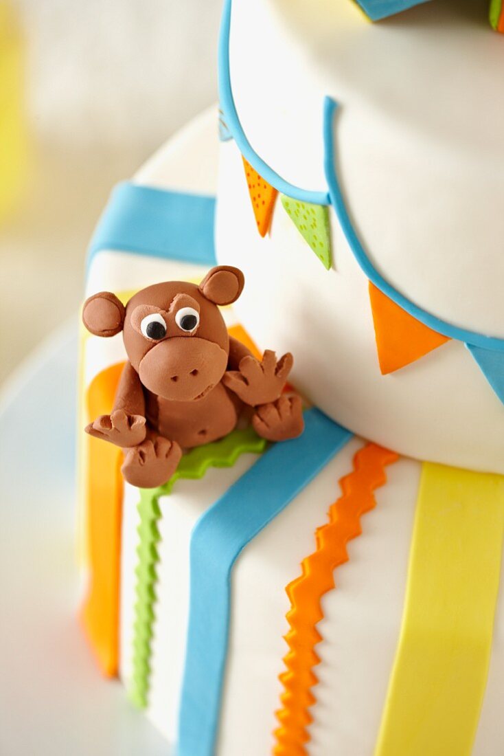 Monkey Decoration on a Circus Themed Cake