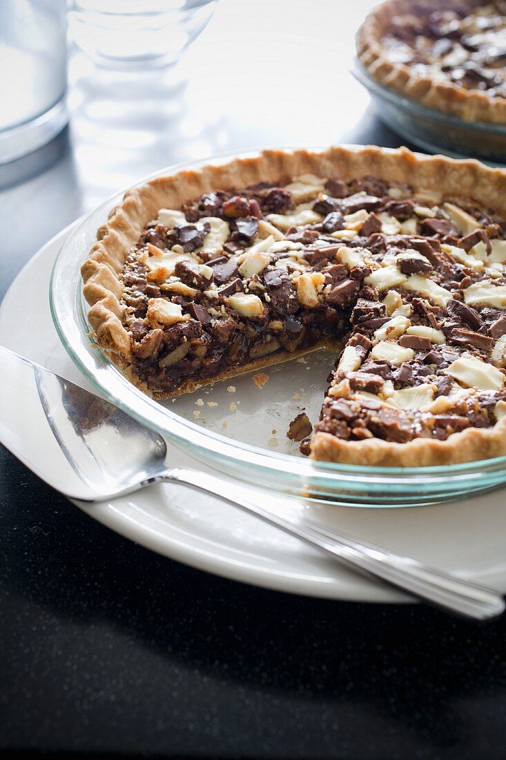 Pecan Pie with a Slice Removed