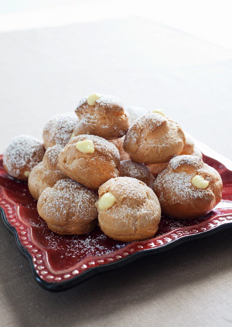 Cream Puffs on a Square Plate