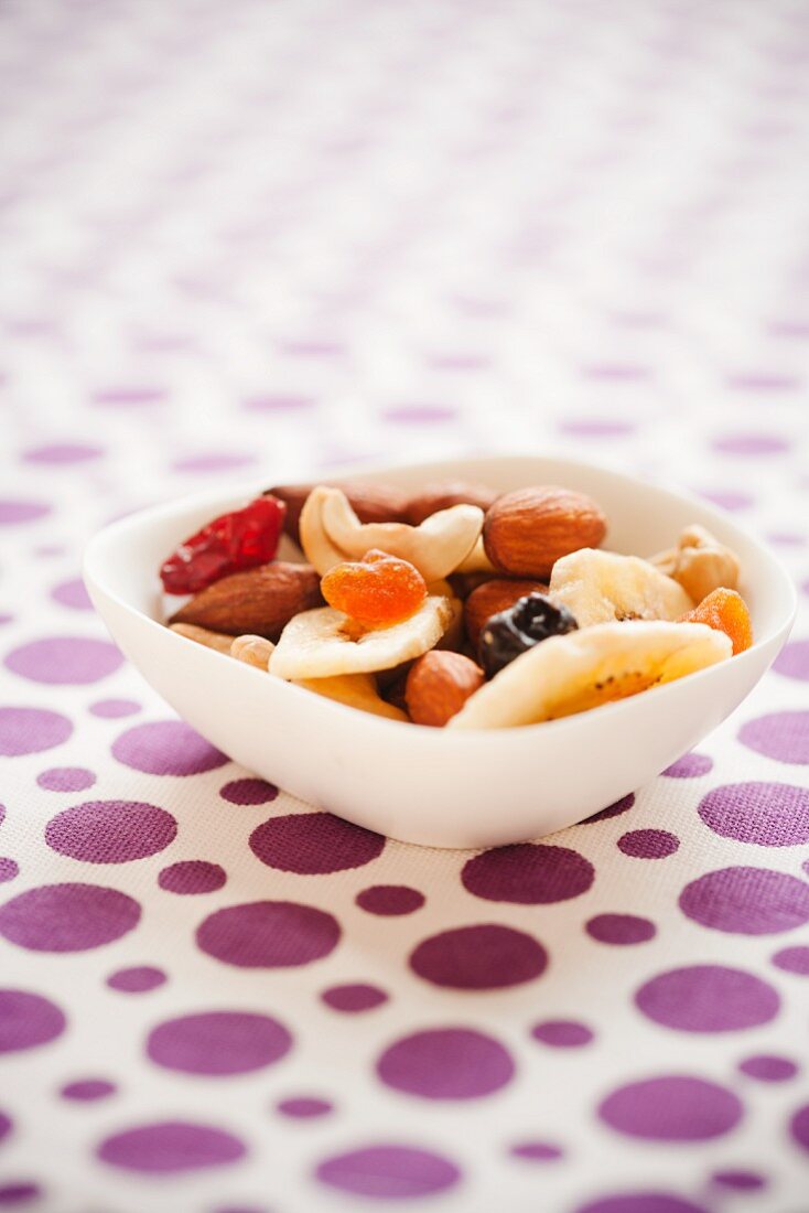 Small Bowl of Dried Fruit and Nuts