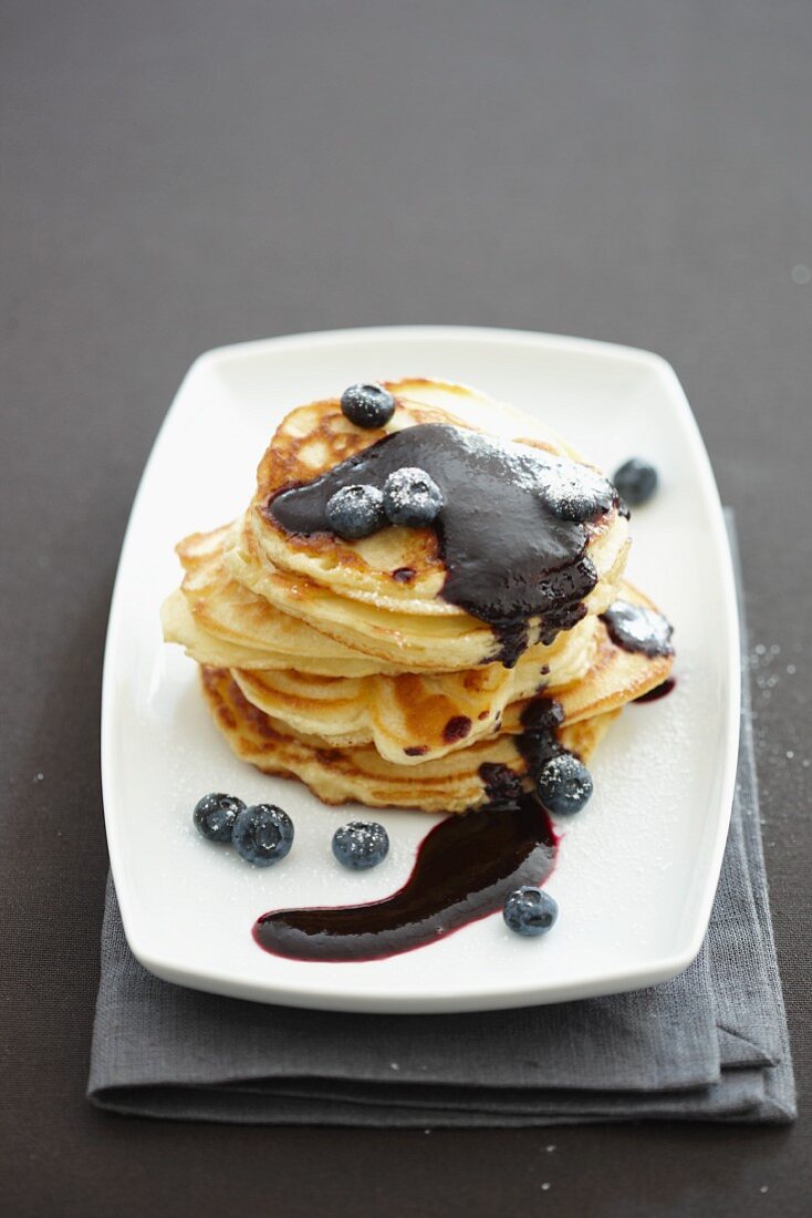Apple pancakes with blueberries