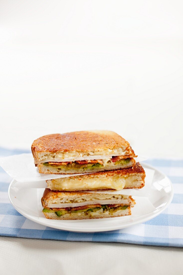 Three Grilled Sandwiches; Stacked