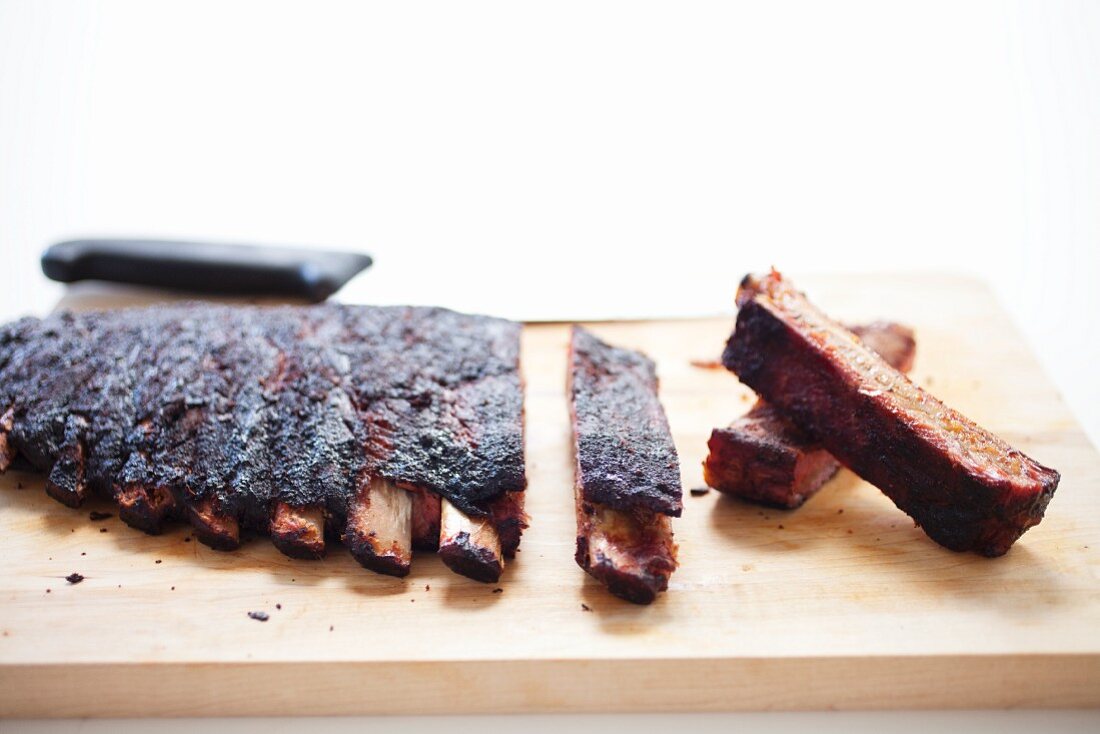 Barbecue Ribs on a Cutting Board