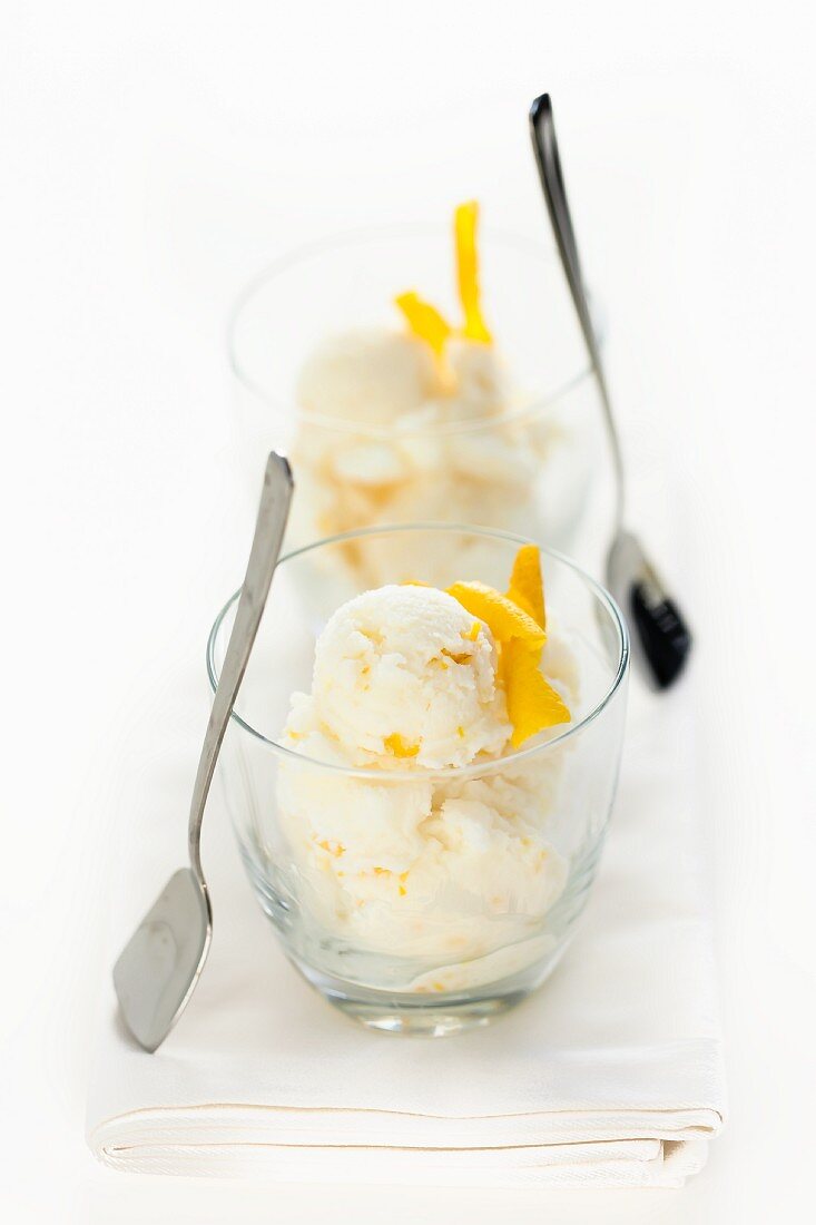 Lemon Sherbert in Glasses with Spoons