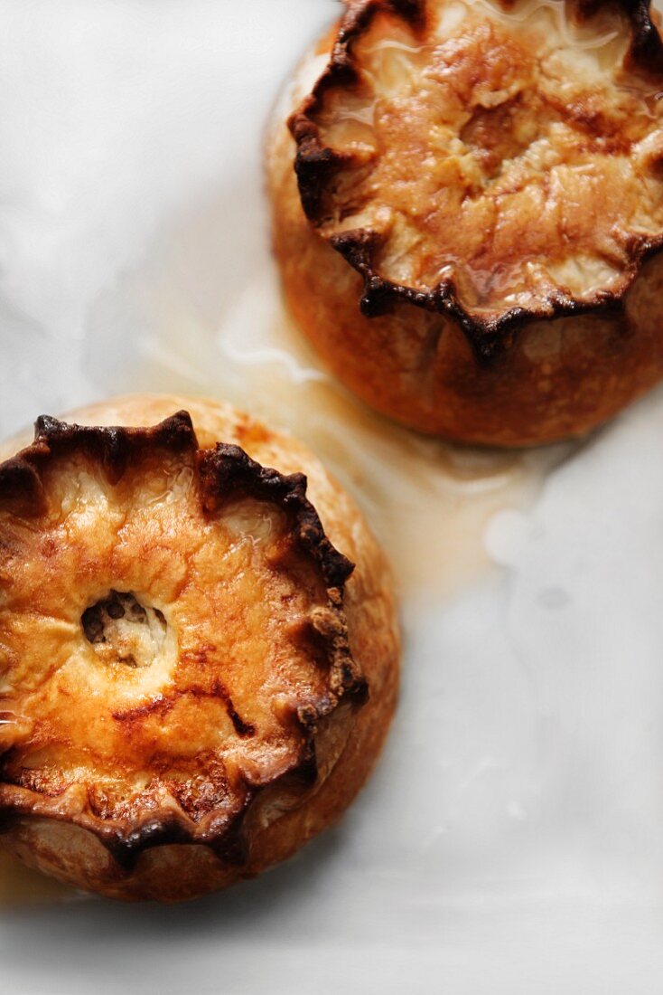 English Pork Pies in a White Dish