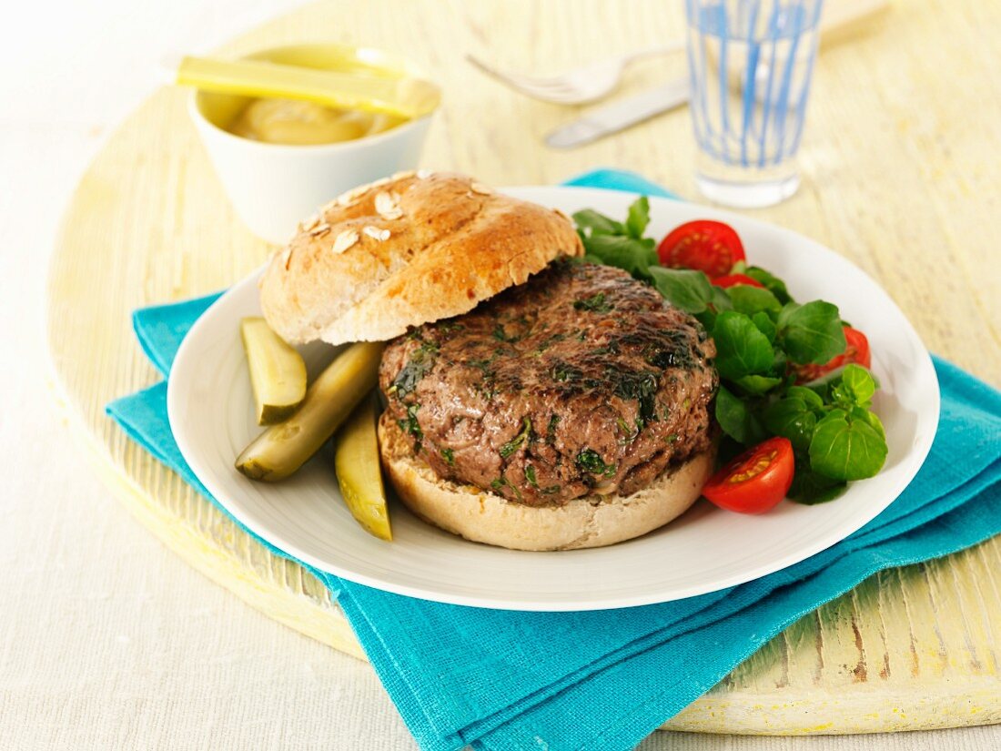 A burger with herbs