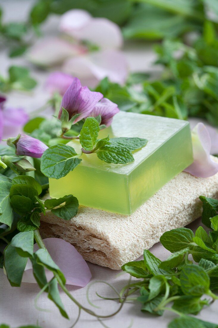 Homemade mint soap