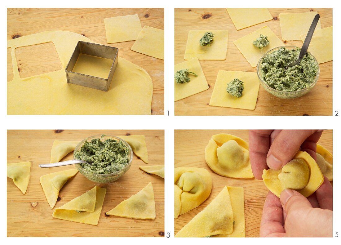 Cappellacci with a herb filling being made