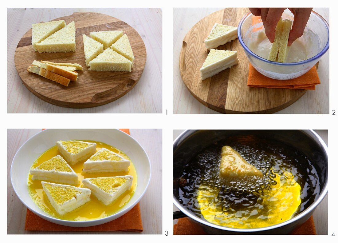 Mozzarella in carrozza being prepared