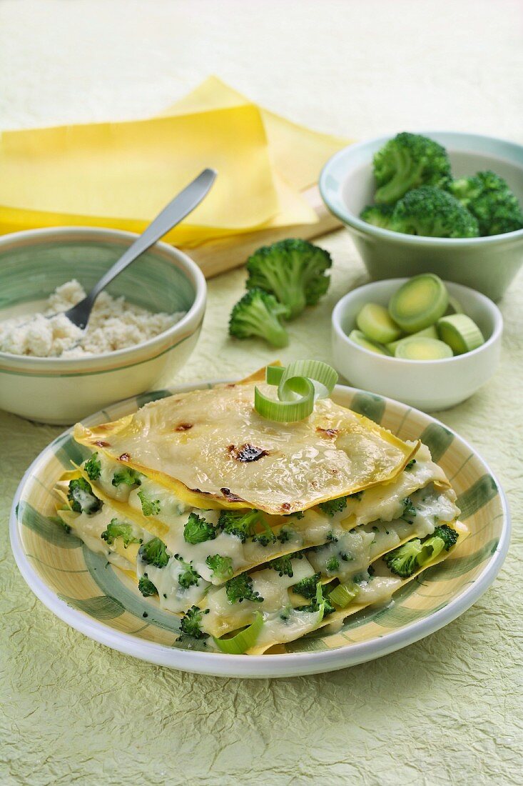 Lasagne mit Brokkoli und Lauch