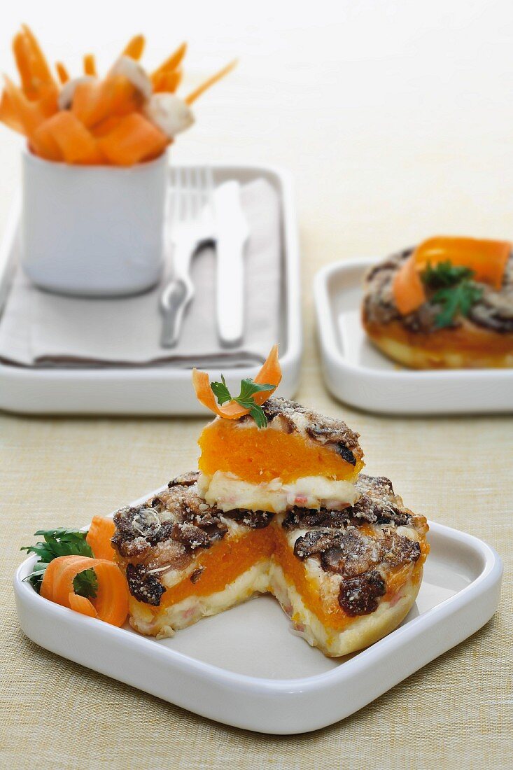 Carrot cake with mushrooms