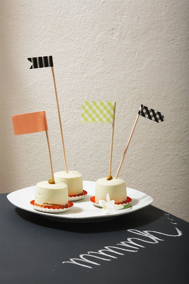 Washi tape flags in little cakes