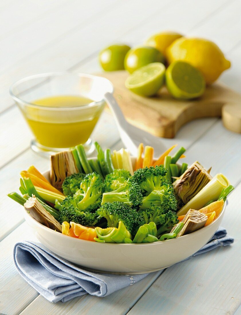 Steamed vegetables with a citrus fruit dressing