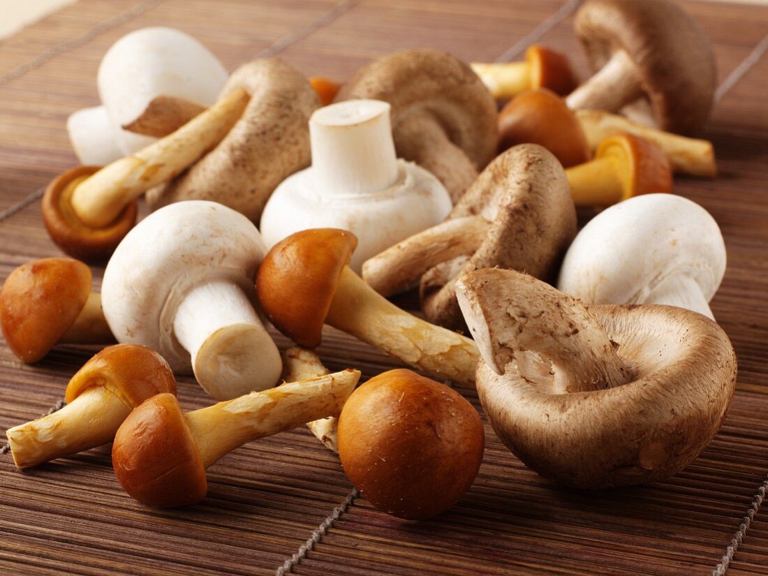 Button mushrooms and oriental mushrooms