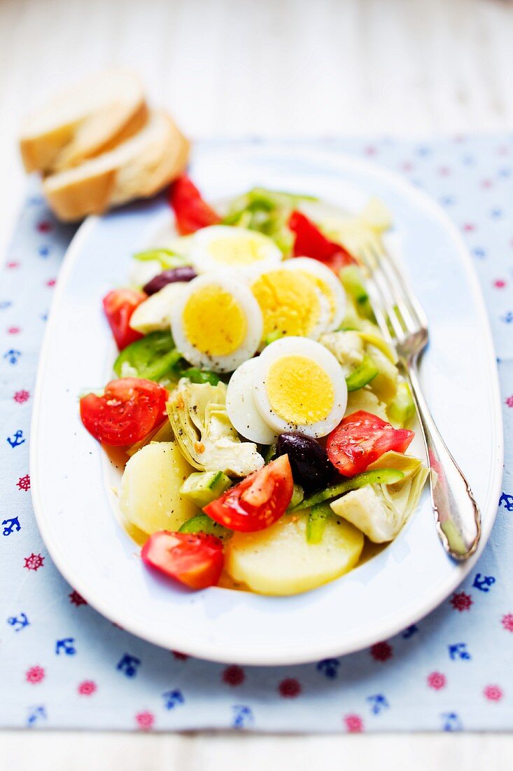 Potato and vegetable salad with egg (Create, Greece)