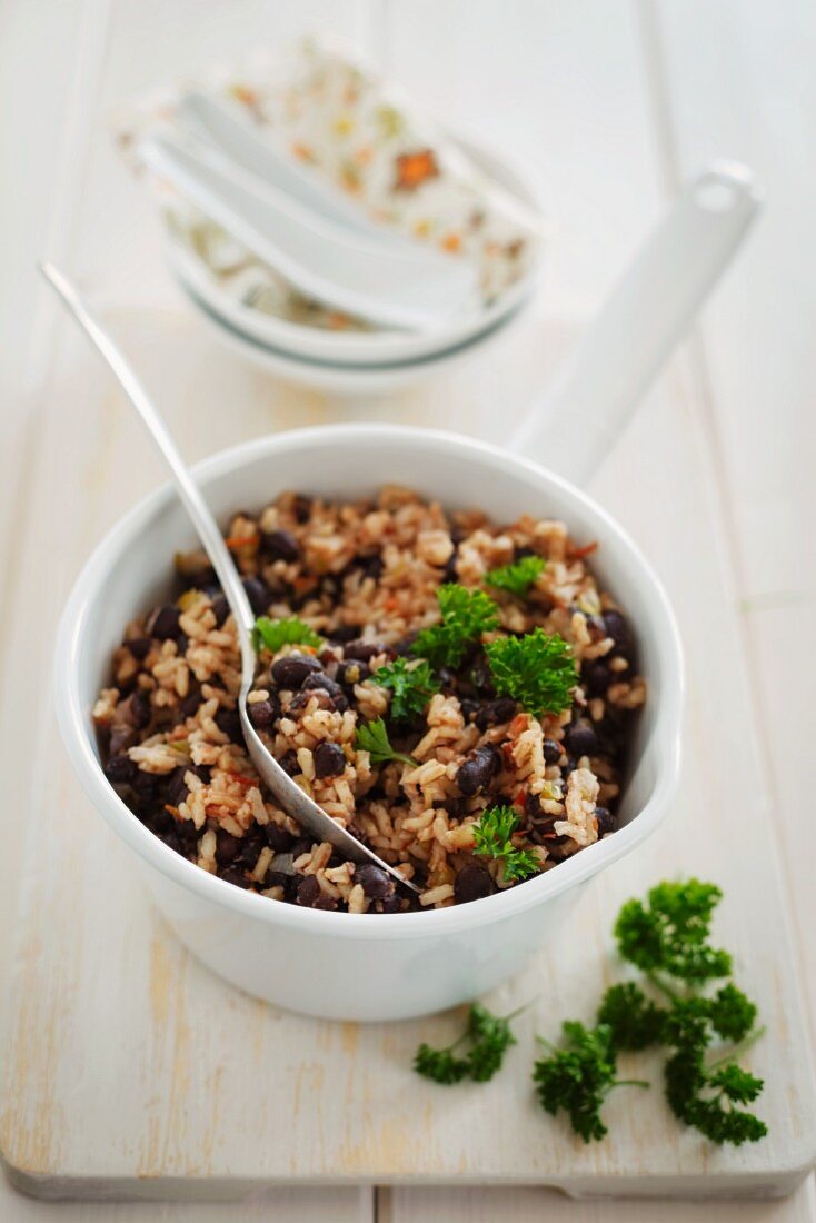 Moros y Cristianos (rice with black beans, Cuba)