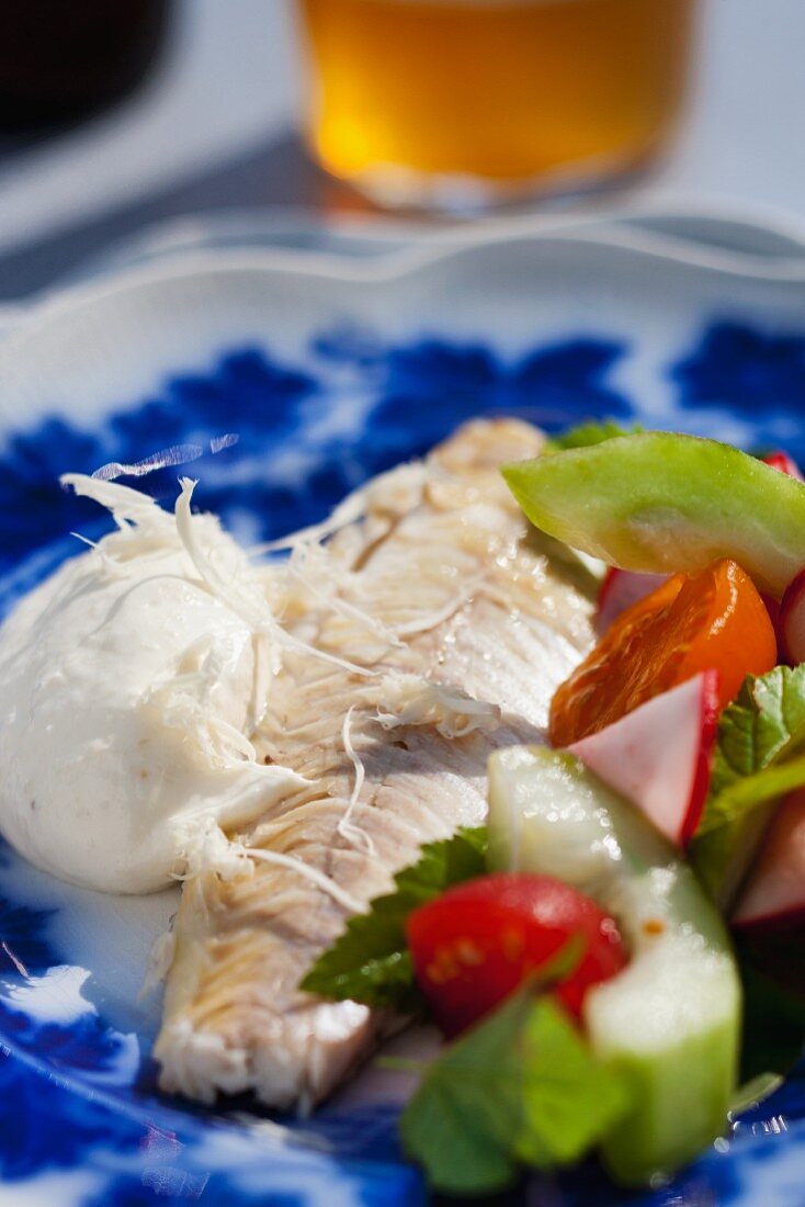 Smoked fish with vegetables marinated in vinegar (Sweden)