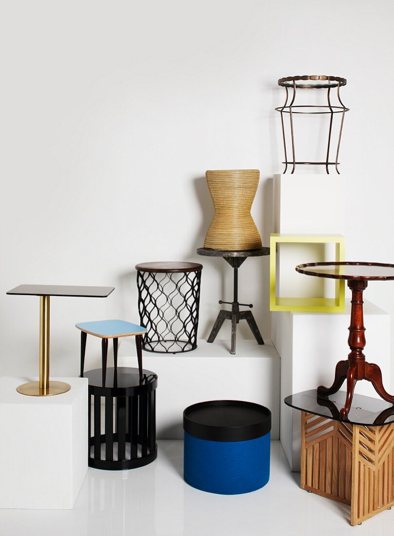 An assortment of distinctive occasional tables