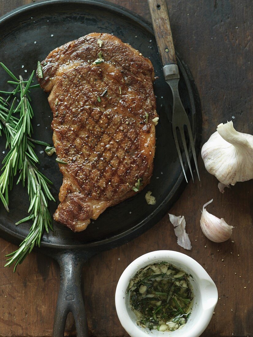 Grilled Steak with Rosemary and Garlic