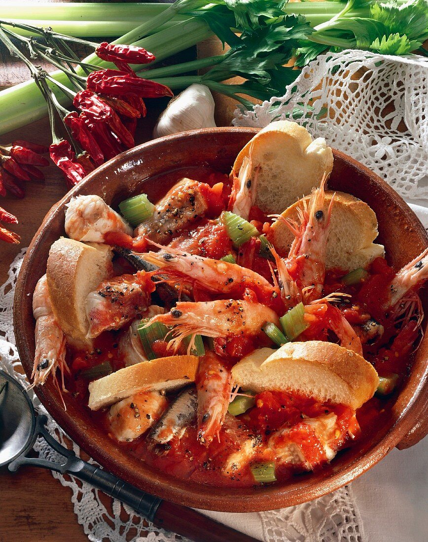 Fish stew with prawns and celery (Portugal)