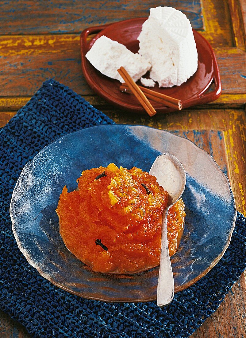 Sweet mashed pumpkin and coconut pudding