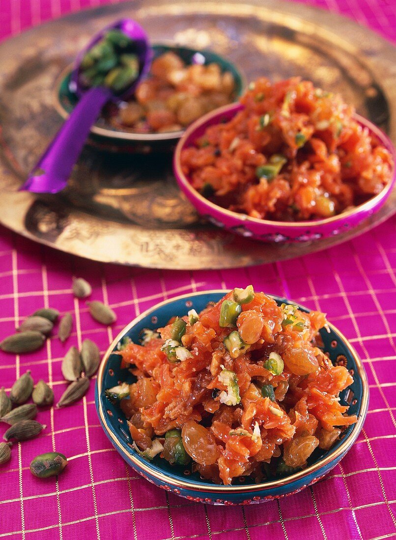 Carrot halwa with pistachios