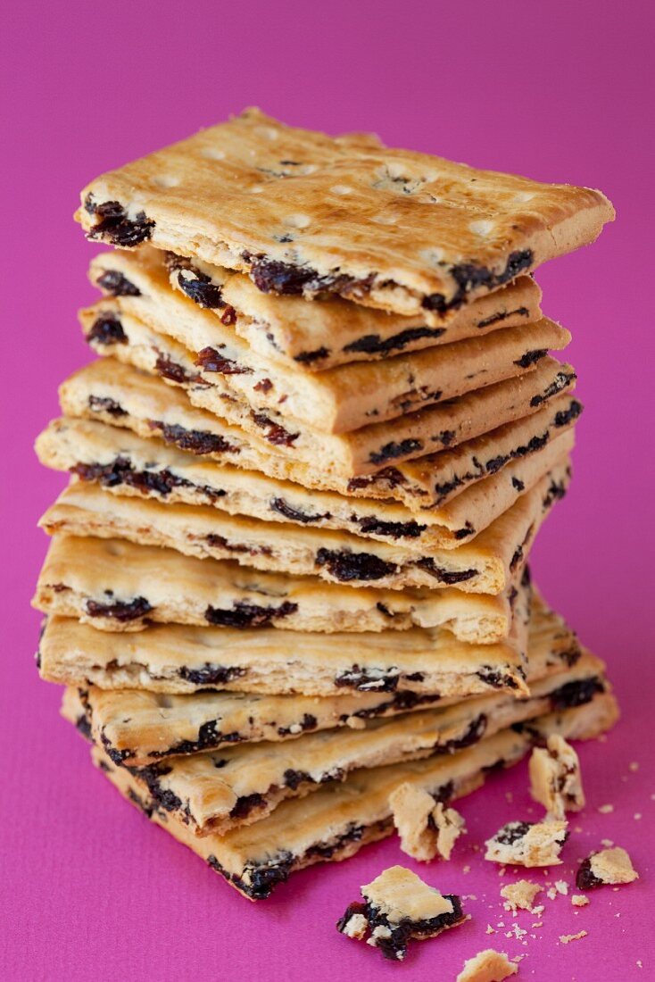 A stack of Garibaldi biscuits