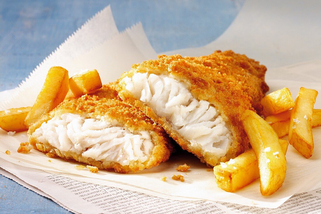 Fish and chips on paper